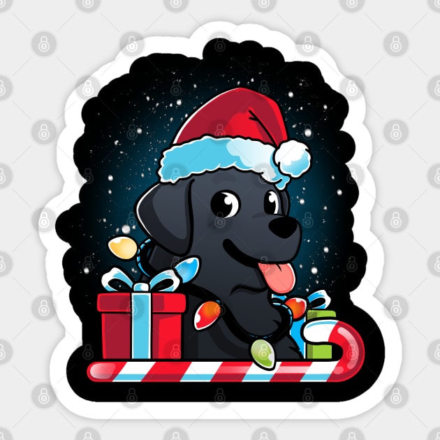 Black Labrador Dog Christmas Sticker by Digital Magician